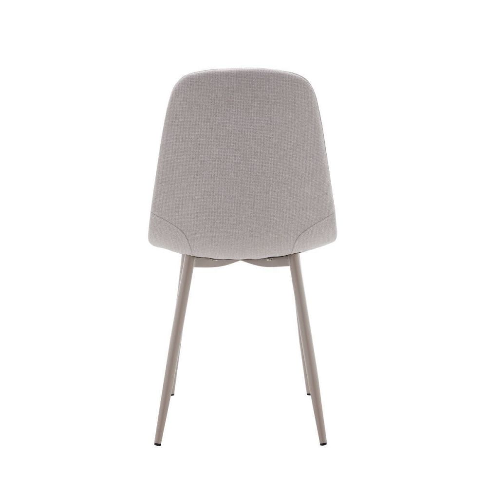 Pack de 4 Sillas con Estructura Tapizada en Tela Beige Claro, Patas Metálicas con Acabado en crema, Medidas 44x53x86 cm