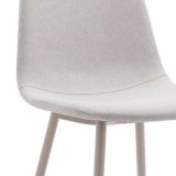 Pack de 4 Sillas con Estructura Tapizada en Tela Beige Claro, Patas Metálicas con Acabado en crema, Medidas 44x53x86 cm