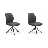 Pack de 2 Sillas con Respaldo y Asiento Tapizados en Tela Gris, Pata Metálica en Acabado Negro Mate, Medidas 62,5x52x93 cm