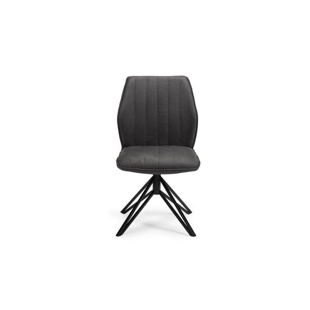Pack de 2 Sillas con Respaldo y Asiento Tapizados en Tela Gris, Pata Metálica en Acabado Negro Mate, Medidas 62,5x52x93 cm