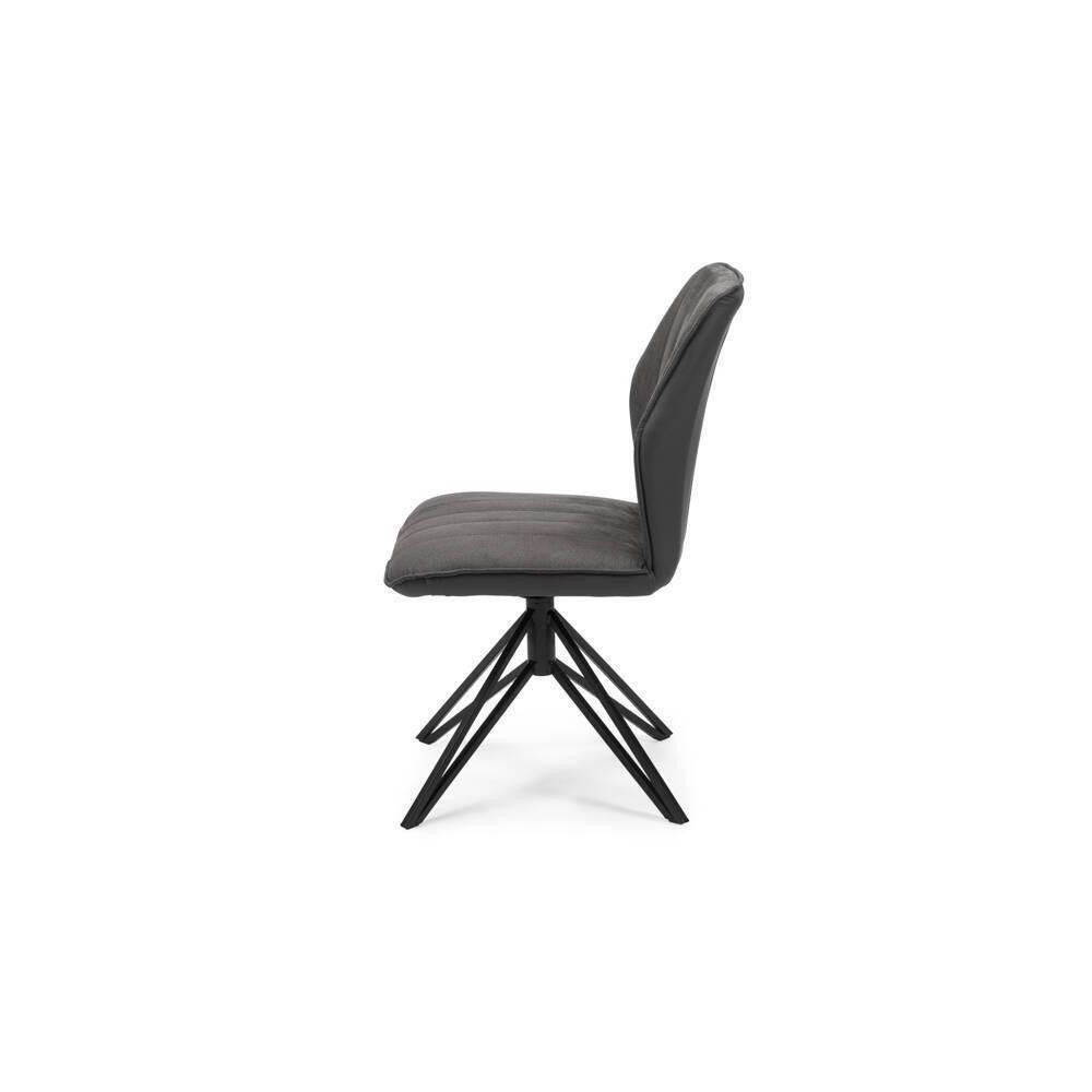 Pack de 2 Sillas con Respaldo y Asiento Tapizados en Tela Gris, Pata Metálica en Acabado Negro Mate, Medidas 62,5x52x93 cm