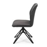 Pack de 2 Sillas con Respaldo y Asiento Tapizados en Tela Gris, Pata Metálica en Acabado Negro Mate, Medidas 62,5x52x93 cm