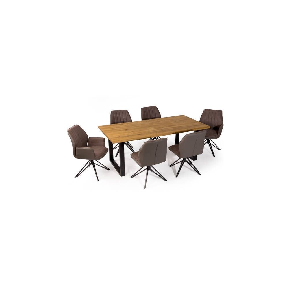 Pack de 2 Sillas con Respaldo y Asiento Tapizados en Tela Marron, Pata Metálica en Acabado Negro Mate, Medidas 62,5x52x93 cm