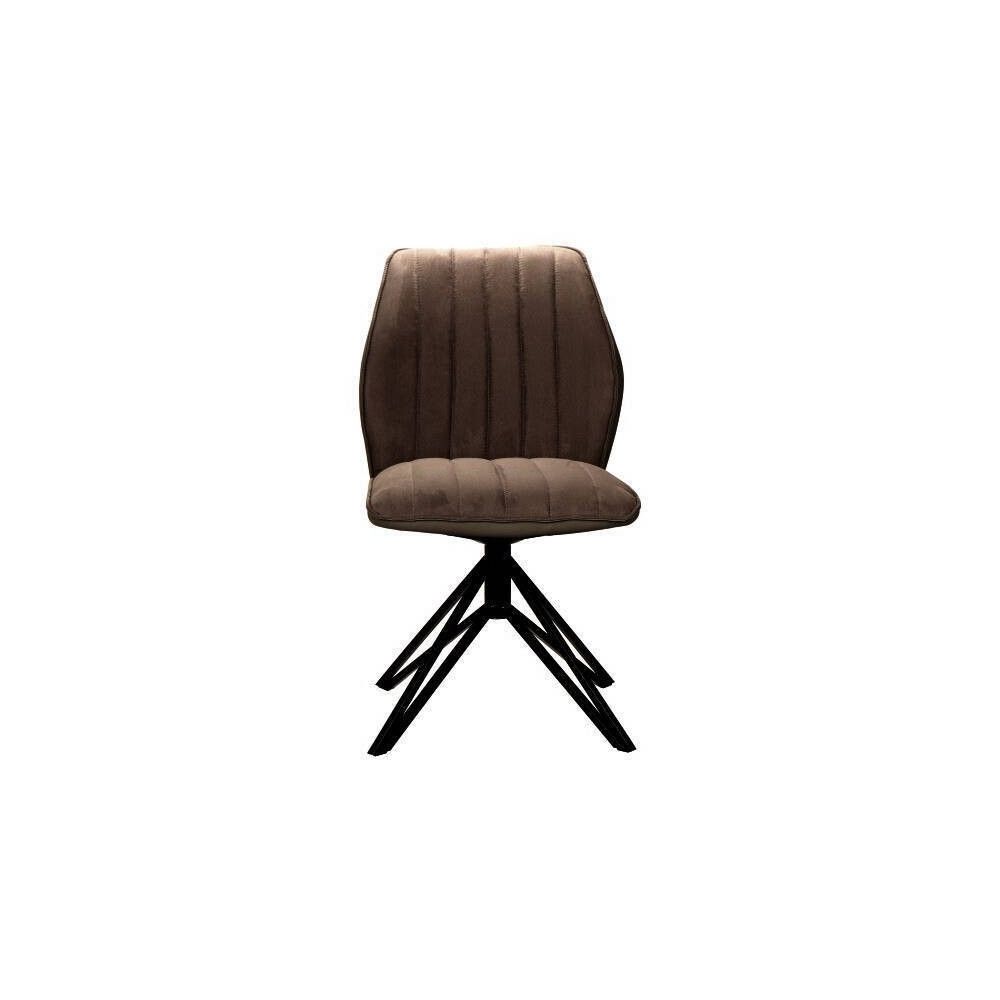 Pack de 2 Sillas con Respaldo y Asiento Tapizados en Tela Marron, Pata Metálica en Acabado Negro Mate, Medidas 62,5x52x93 cm