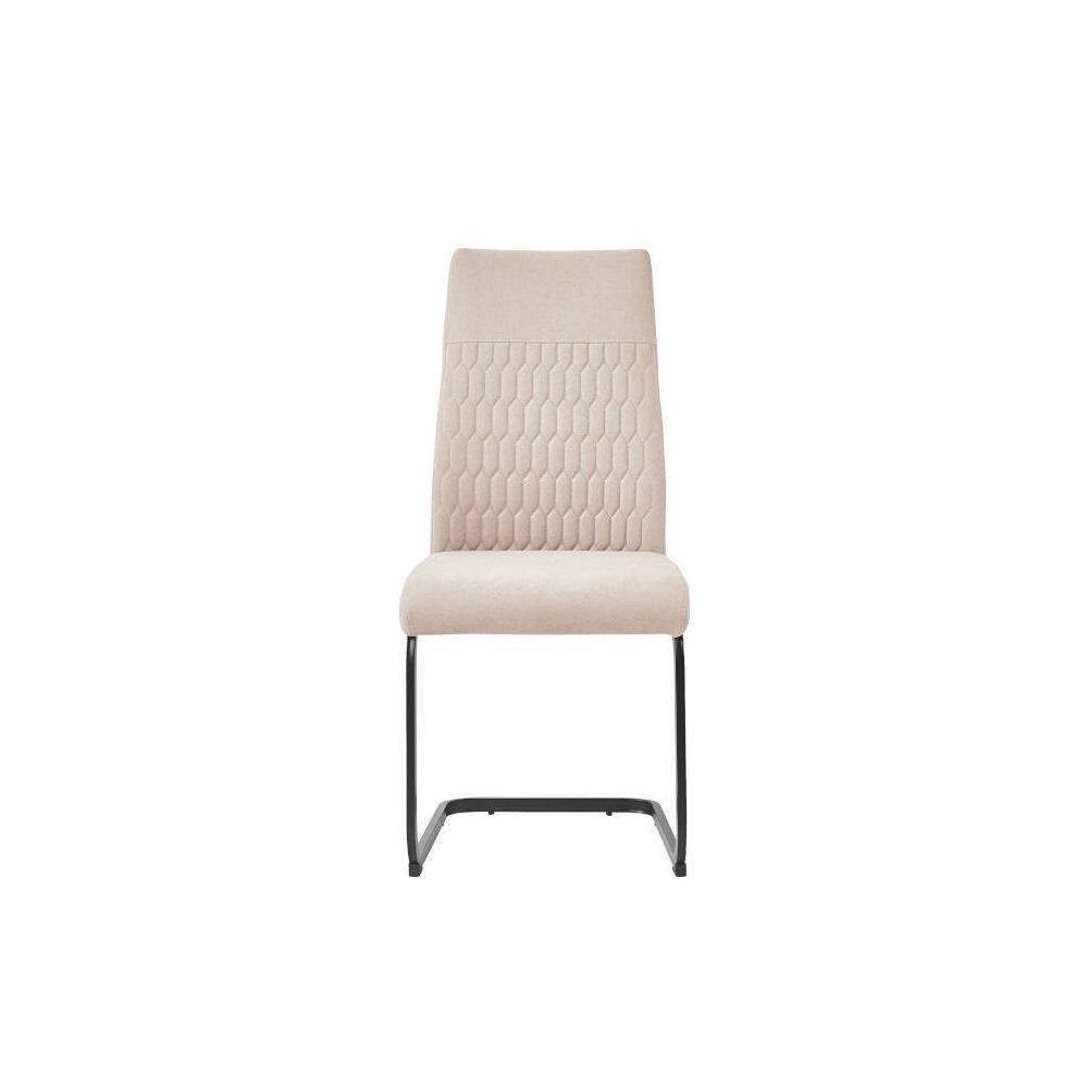 Pack de 4 Sillas de Madera con Relleno de Espuma, Tapizadas en Tela Beige, Patas Metálicas Negras, Medidas 44x60x99 cm
