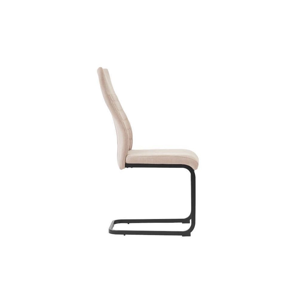 Pack de 4 Sillas de Madera con Relleno de Espuma, Tapizadas en Tela Beige, Patas Metálicas Negras, Medidas 44x60x99 cm