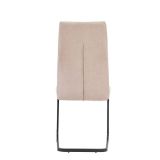 Pack de 4 Sillas de Madera con Relleno de Espuma, Tapizadas en Tela Beige, Patas Metálicas Negras, Medidas 44x60x99 cm