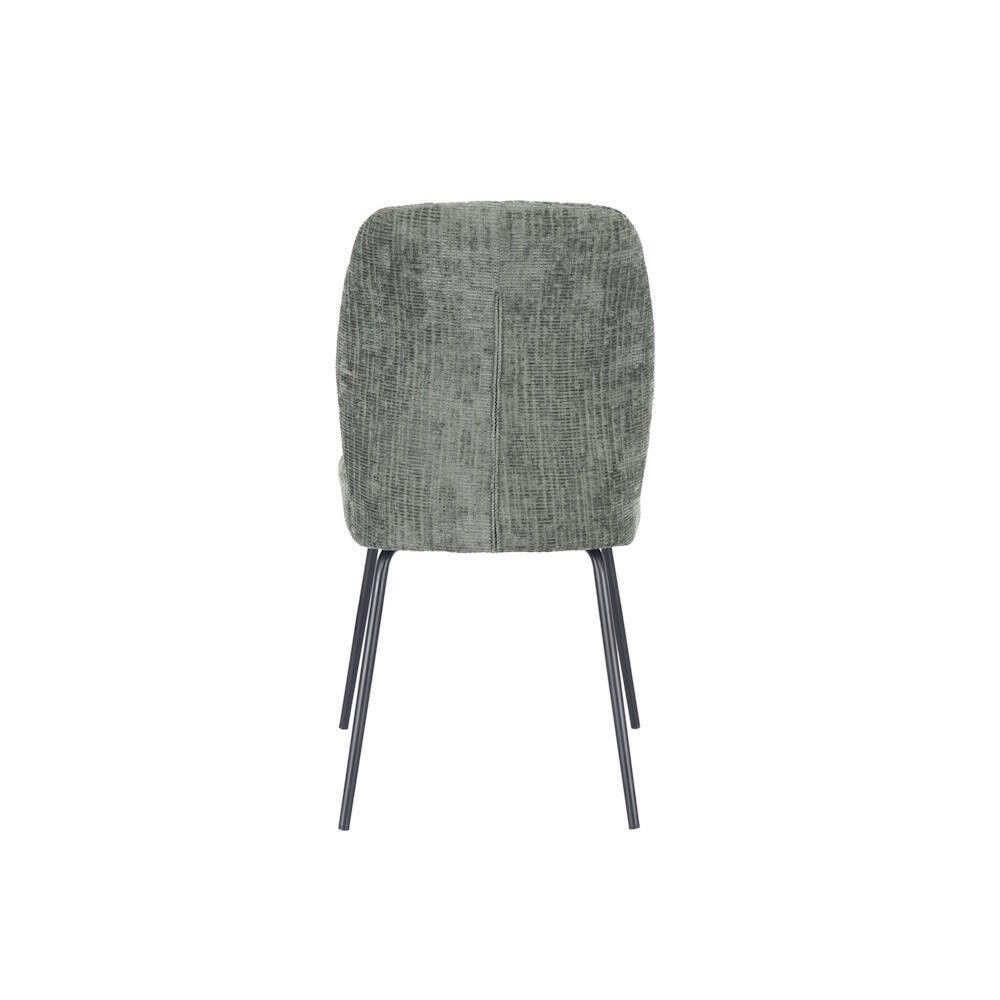 Pack de 2 Sillas Tapizadas en Tela Musgo con Patas en Acabado Negro, Asiento y Respaldo Ergonómicos, Medidas 61x47x89 cm
