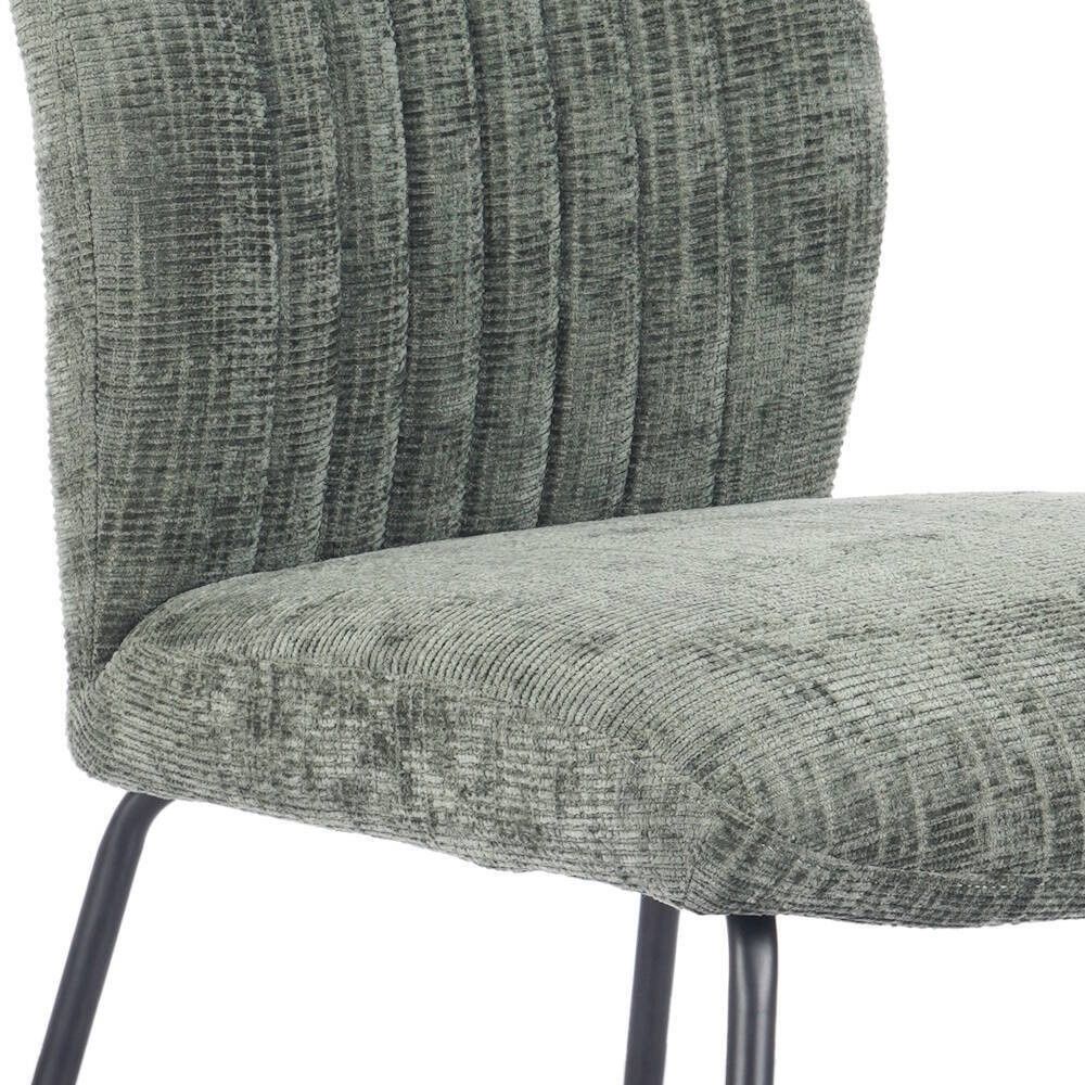 Pack de 2 Sillas Tapizadas en Tela Musgo con Patas en Acabado Negro, Asiento y Respaldo Ergonómicos, Medidas 61x47x89 cm