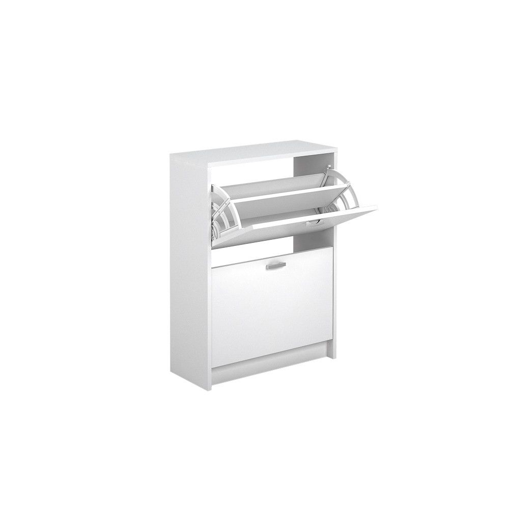 Zapatero Recibidor Blanco – Mueble Auxiliar Estrecho con 2 Puertas | Capacidad 12 Pares | 81,6 x 60 x 25 cm