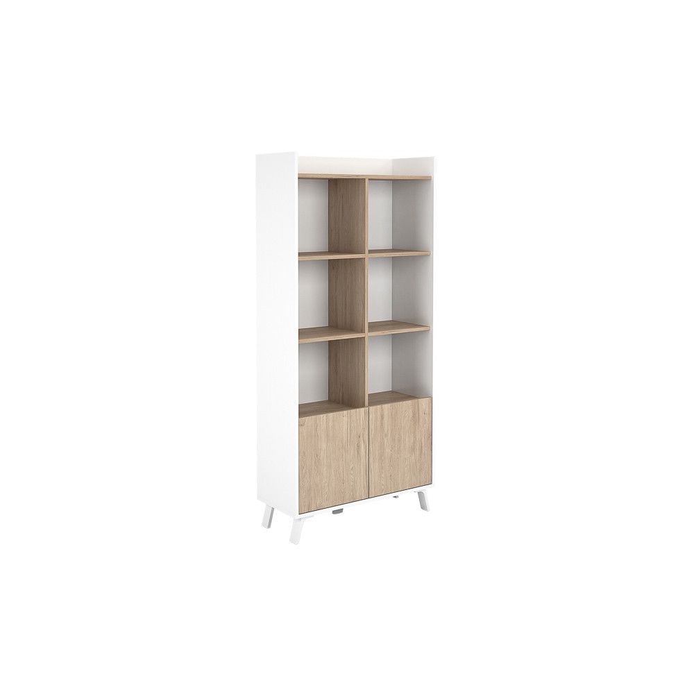 Estantería Decorativa, Librería, Separador Ambientes, Acabado en Roble y Blanco,171 cm (Al) x 80 cm (Anc) x 33,5 cm (Fon)