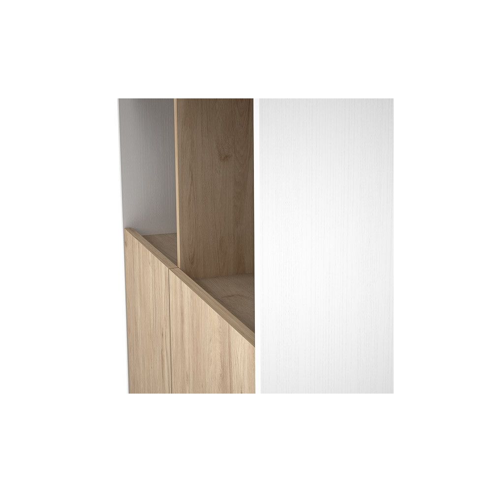 Estantería Decorativa, Librería, Separador Ambientes, Acabado en Roble y Blanco,171 cm (Al) x 80 cm (Anc) x 33,5 cm (Fon)