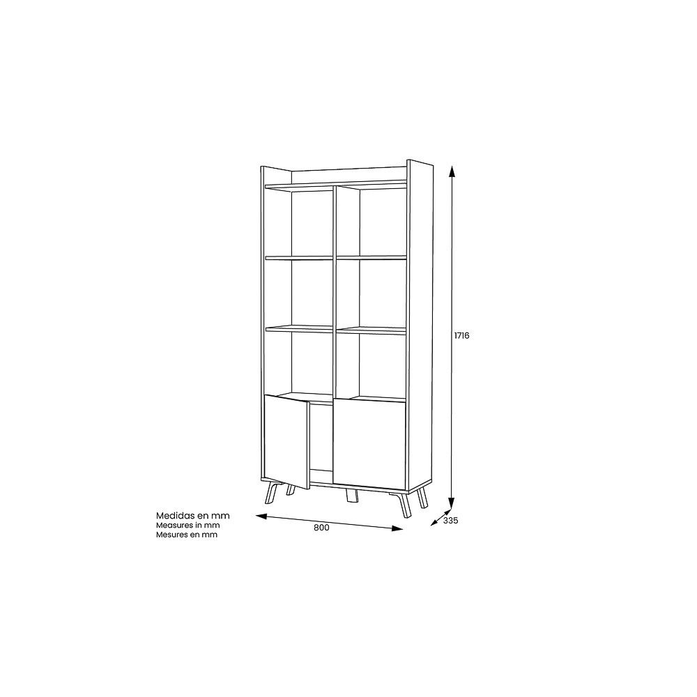 Estantería Decorativa, Librería, Separador Ambientes, Acabado en Roble y Blanco,171 cm (Al) x 80 cm (Anc) x 33,5 cm (Fon)