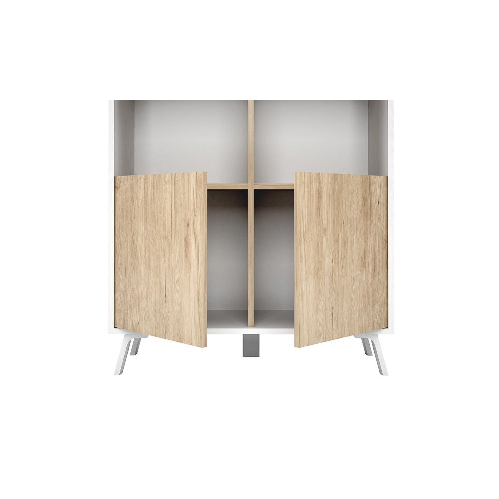 Estantería Decorativa, Librería, Separador Ambientes, Acabado en Roble y Blanco,171 cm (Al) x 80 cm (Anc) x 33,5 cm (Fon)