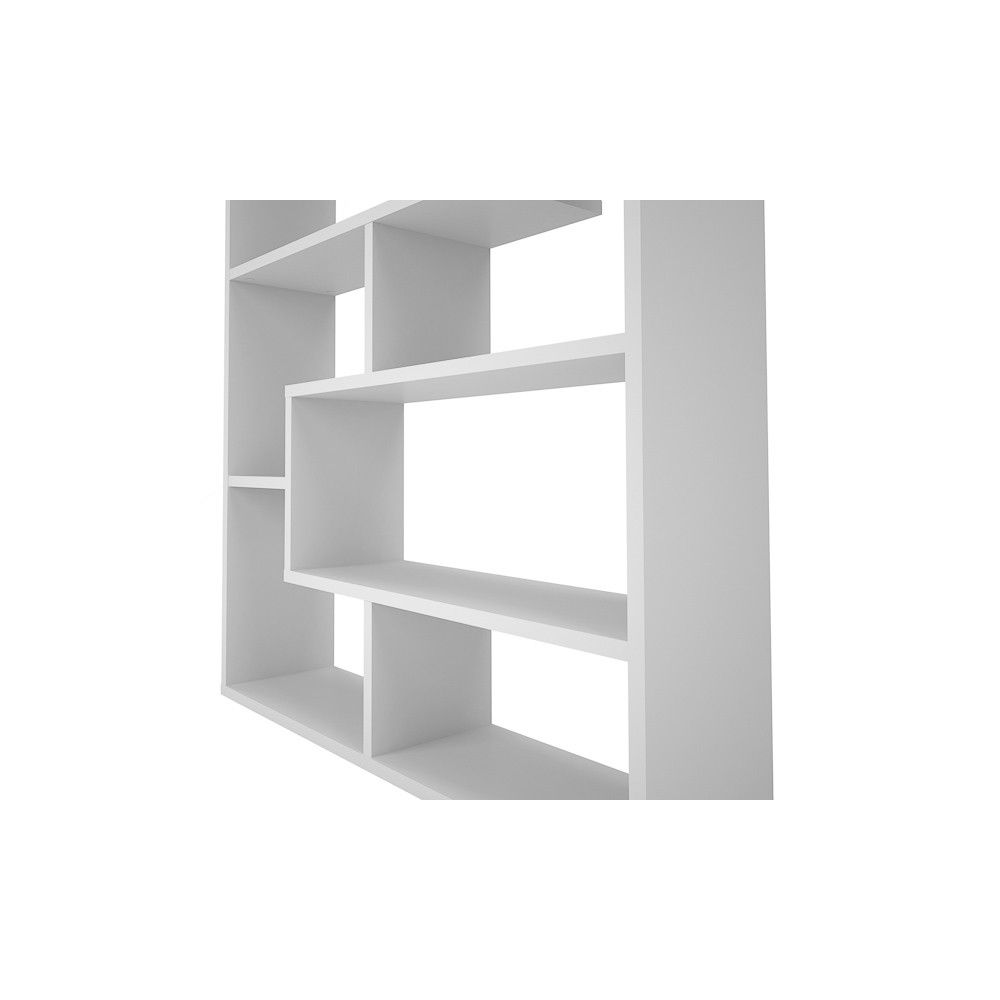 Estantería Geométrica Blanca para Salón con Múltiples Estantes – 169 x 120 x 28 cm (alto x ancho x fondo)