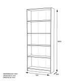 Estantería Alta Salón, Librería, Color Roble, Medidas: 180 cm (Alto) x 75 cm (Ancho) x 25 cm (Fondo)