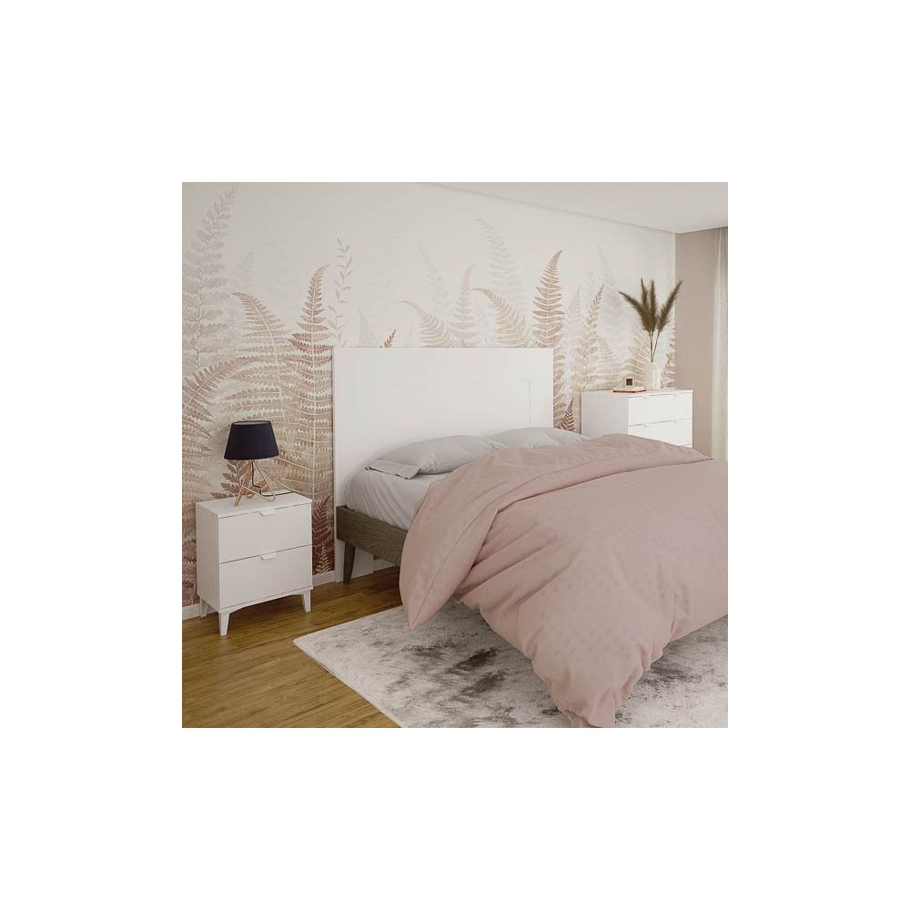 Cabezal para Cama de Matrimonio con patas, Color Blanco, Medidas: 160 cm (Ancho) x 130 cm (Alto) x 2,5 cm (Fondo)