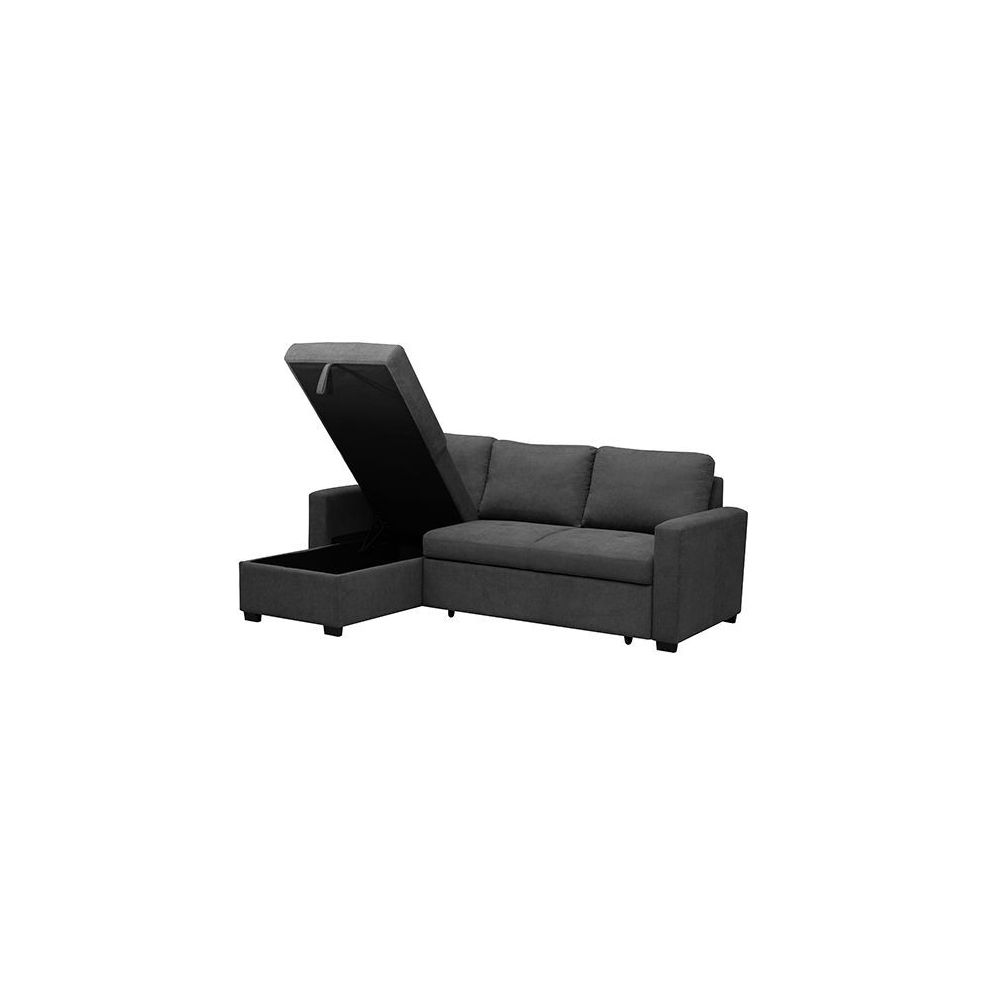 Sofá Cama 3 Plazas Reversible con Chaiselongue y Almacenaje, Tapizado en Tela Gris, 229x93x153 cm