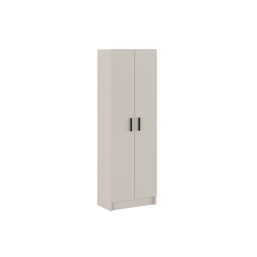 Mueble Multiusos Armario Auxiliar Color Beige – 2 Puertas, 4 Baldas, Práctico y Funcional, Madera, 60x180x35 cm