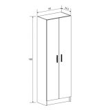 Mueble Multiusos Armario Auxiliar Color Mauvella – 2 Puertas, 4 Baldas, Práctico y Funcional, Madera, 60x180x35 cm