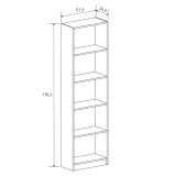 Meyvaser Librería Estantería con Cinco baldas en madera color Mauvella para salón 178,3x51,9x24,6 cm