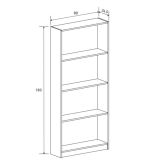 Meyvaser Librería estantería con cuatro baldas en madera color Mauvella para salón 180x80x24,5 cm