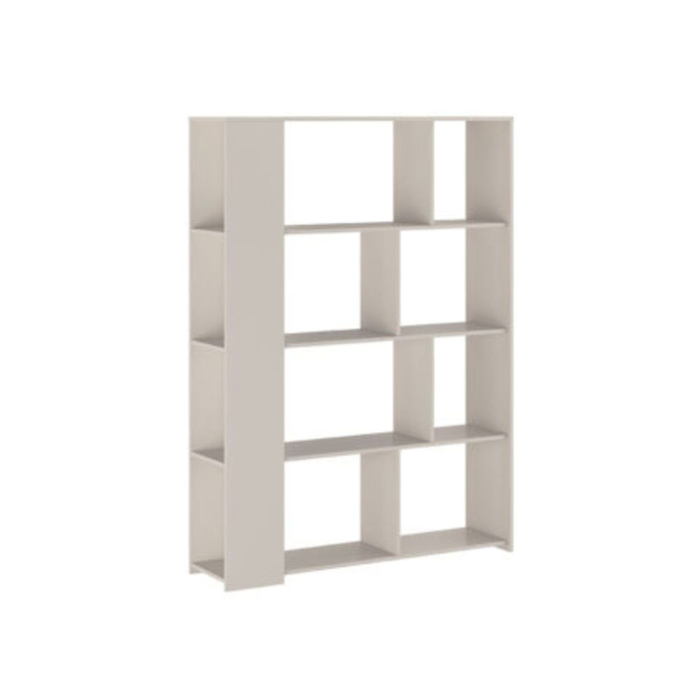 Estantería Decorativa, Librería, Separador Ambientes, Acabado en Color Beige, Medidas: 176 cm (Al) x 129 cm (Anc) x 33 cm (Fon)