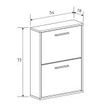 Meyvaser - Zapatero con 2 Puertas, Mueble para Zapatos Estrecho en Color Beige, Medidas: 73 cm (Al) x 54 cm (Anc) x 18 cm (Fon)