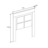Cabezal para Cama Juvenil con patas, Color Mauvella Rayas, Medidas: 110 cm (Ancho) x 119,3 cm (Alto) x 3,8 cm (Fondo)